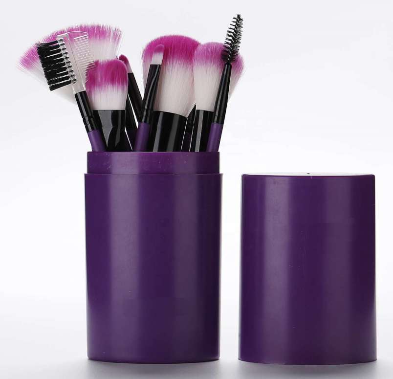 Top brand amshine Natural soft purple customized color 12 pcs kit cometic makeup brushes